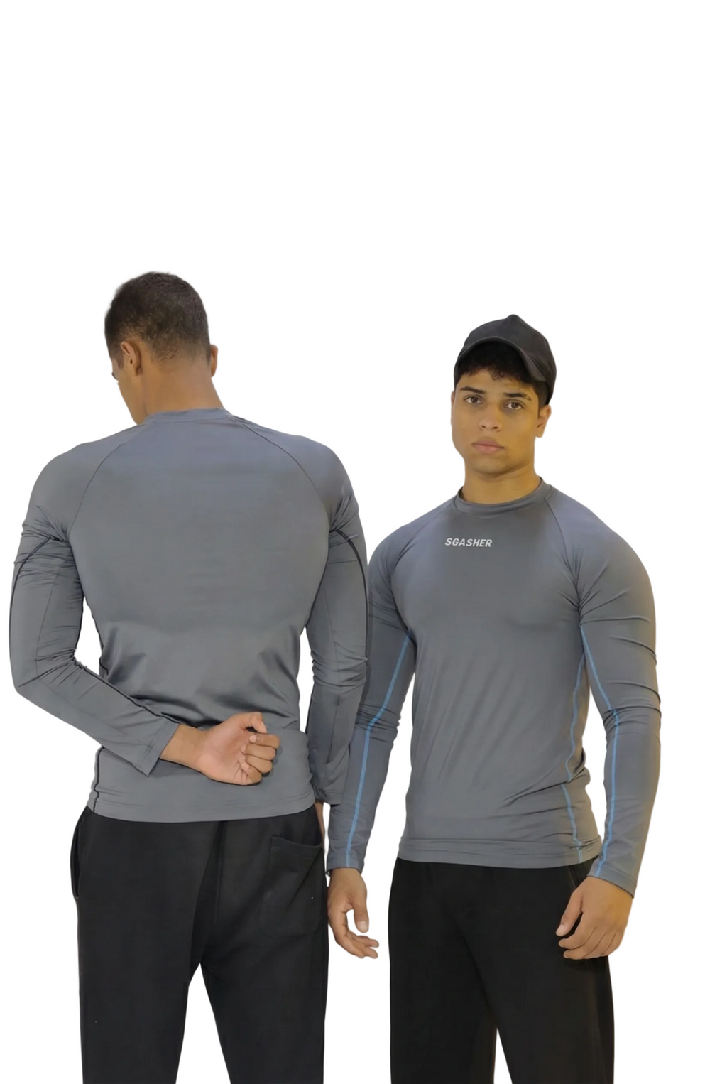 Long sleeve compression - gray - blue line