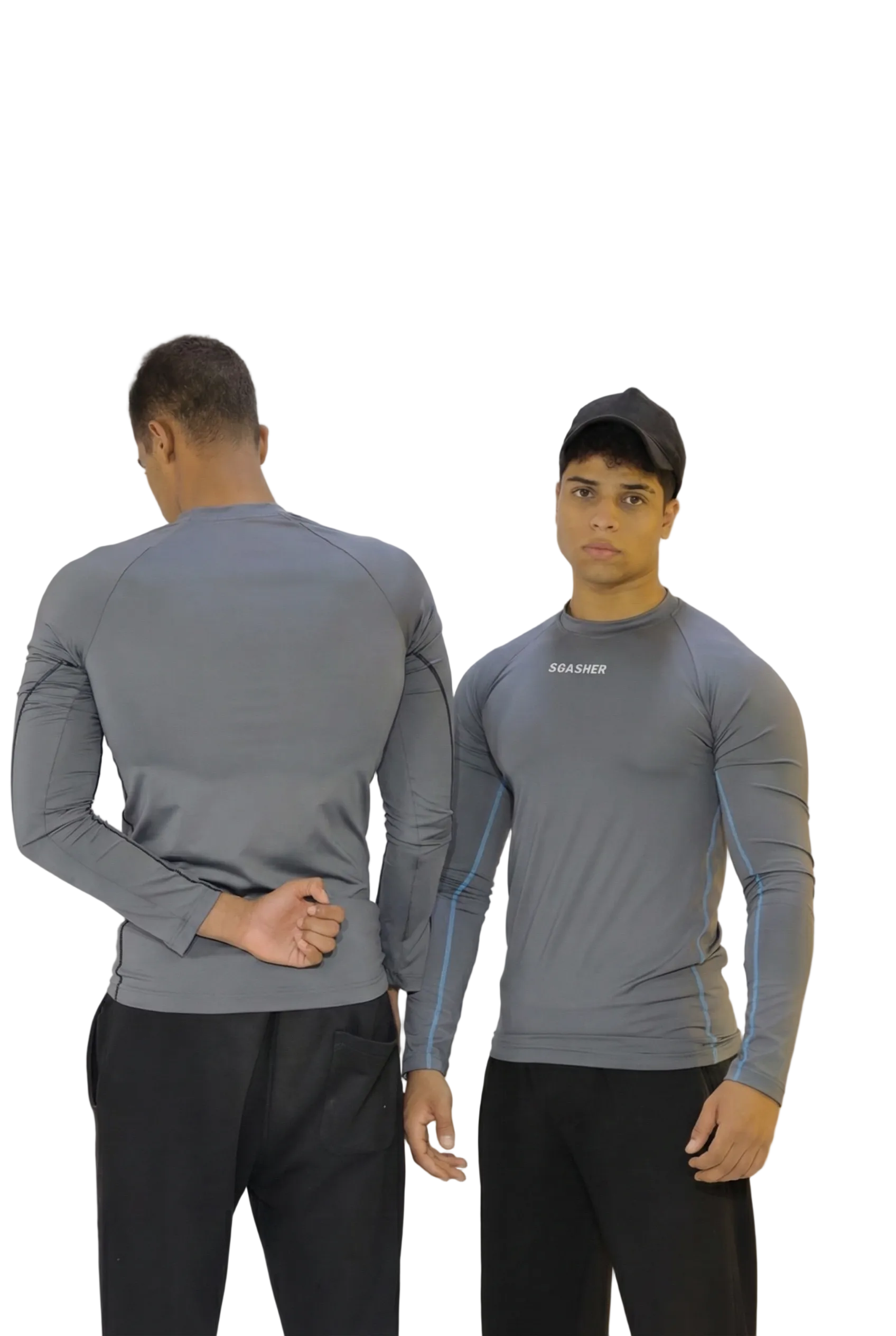 Long sleeve compression - gray - blue line