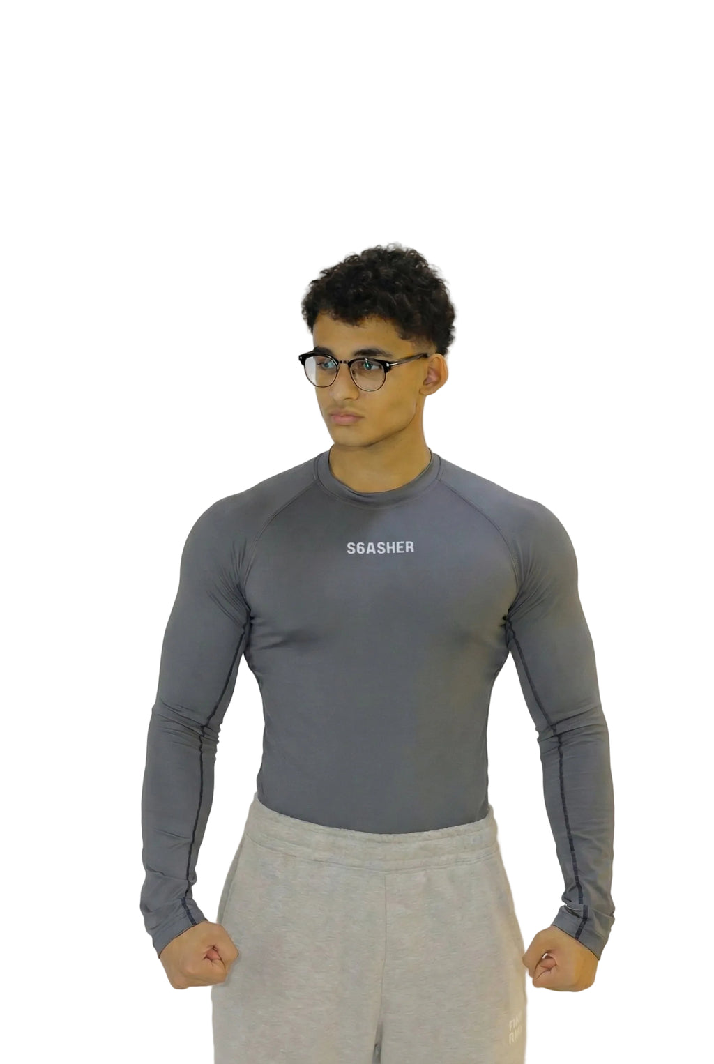 Long sleeve compression - gray - black line