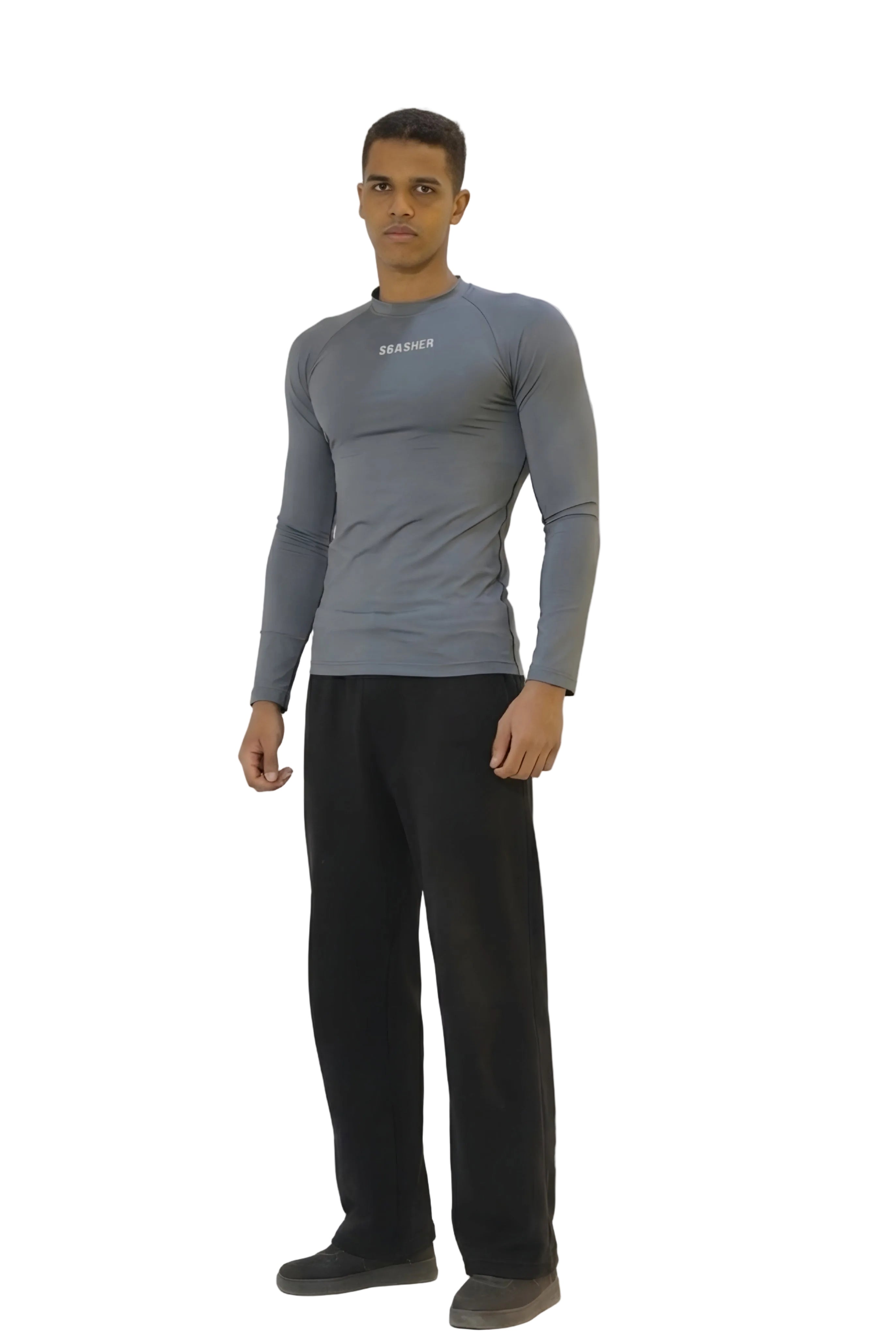Long sleeve compression - gray - black line