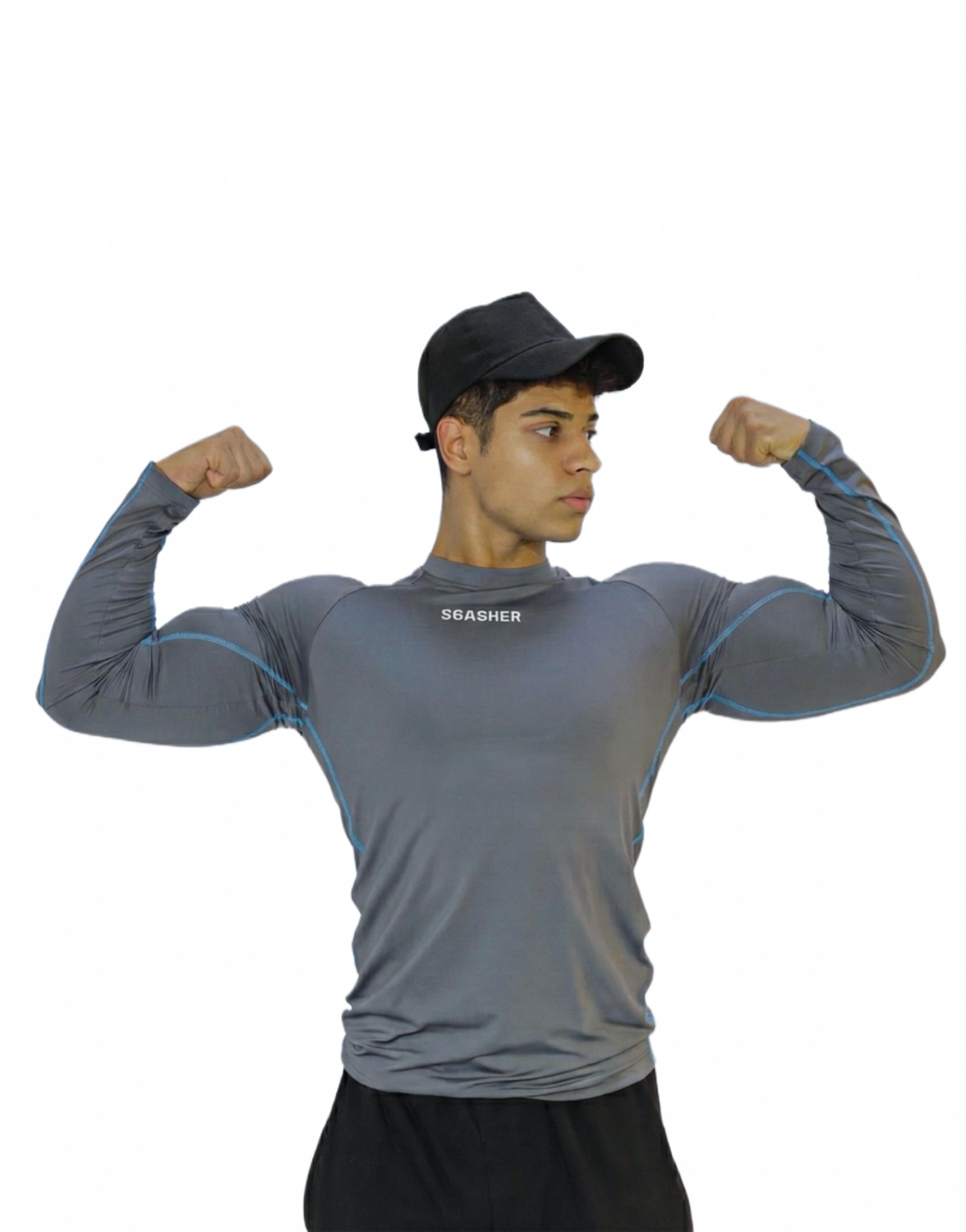 Long sleeve compression - gray - blue line